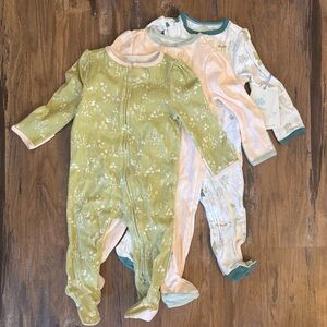 Cloud Island Three Pack Baby Girl Footies/Sleepers